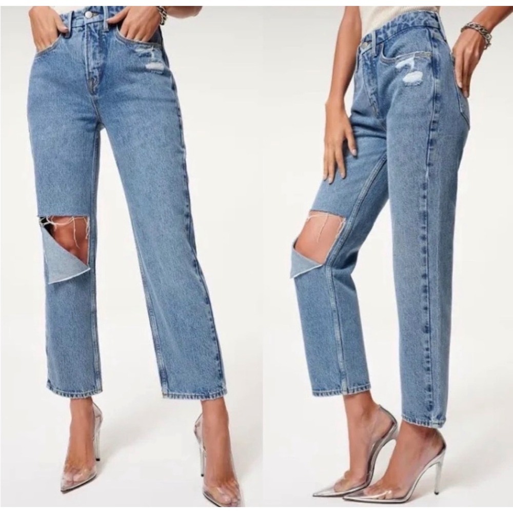 Good American '90s‎ Duster Straight Leg Jeans Womens Size 4/27 Blue950